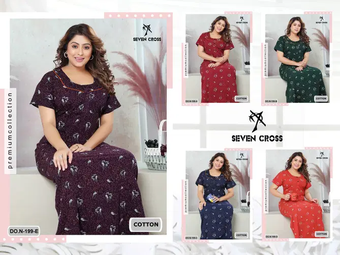 Night Wear Seven Cross Cotton 104 Nighty Gown Wholesale Price In Surat
